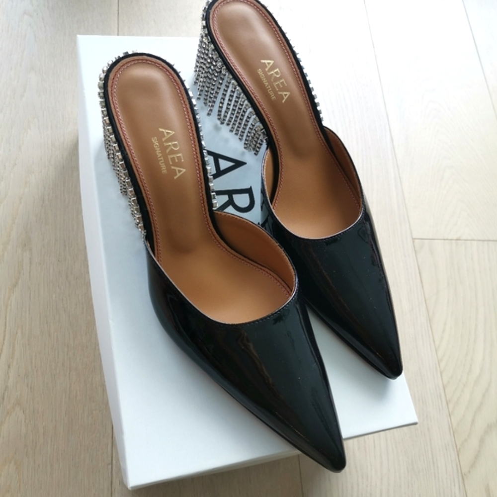 AREA NYC crystal fringe kitten heels size 38